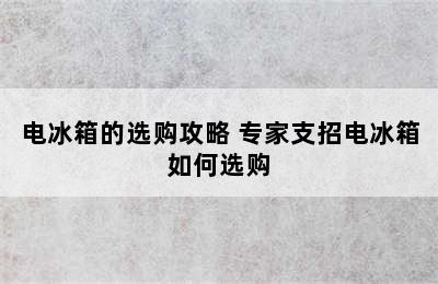 电冰箱的选购攻略 专家支招电冰箱如何选购